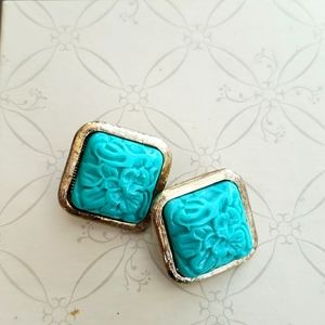 Turquoise Monet clip on earrings